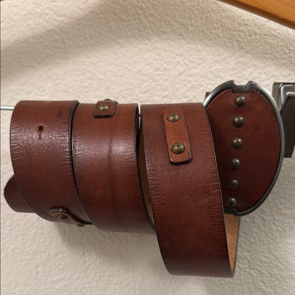GAP Brown Leather Belt with Decorative Metal Studs